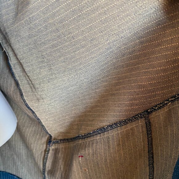 Women's Pin Stripe Long Denim Jacket - Picture 10 of 10